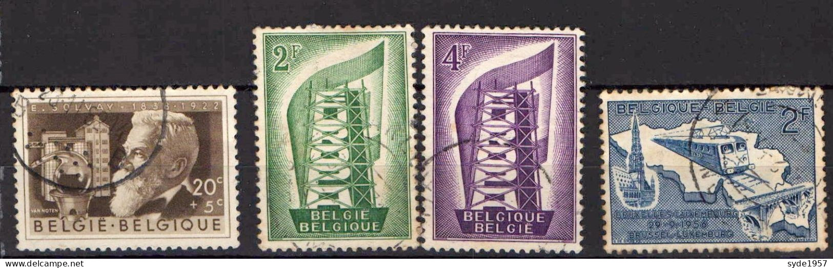 1955-1956- 4 Timbres Oblitérés, 1955 COB 973, 1956 COB 994-995 Et 996 - Used Stamps