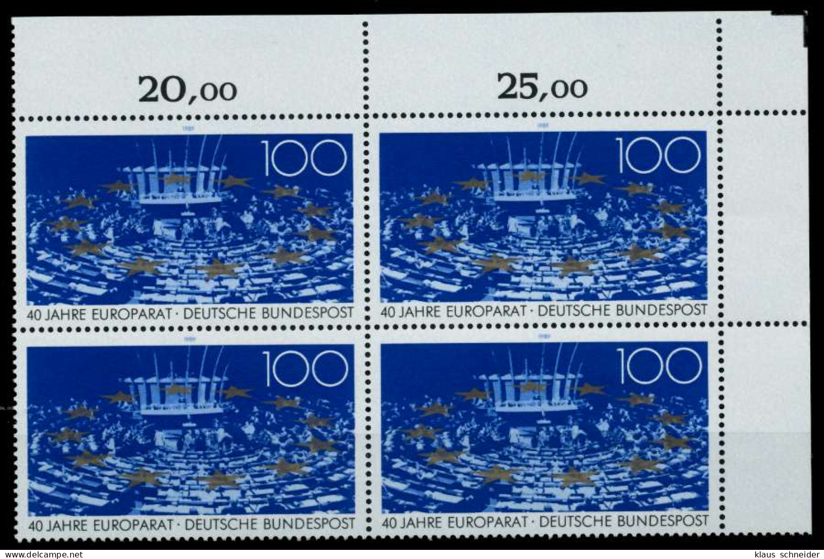 BRD BUND 1989 Nr 1422 Postfrisch VIERERBLOCK ECKE-ORE X76CC8E - Unused Stamps