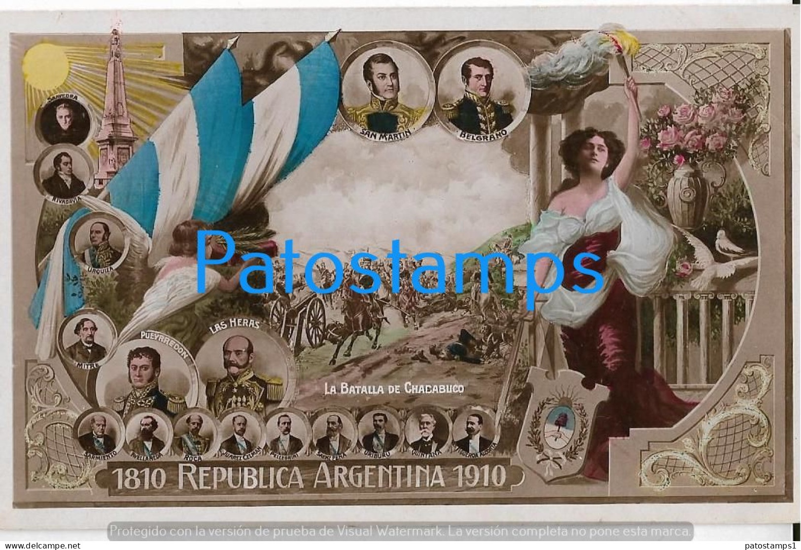 227795 ARGENTINA CENTENARY PATRIOTIC HERALDRY FLAG VERY PROCER POSTAL POSTCARD - Argentina