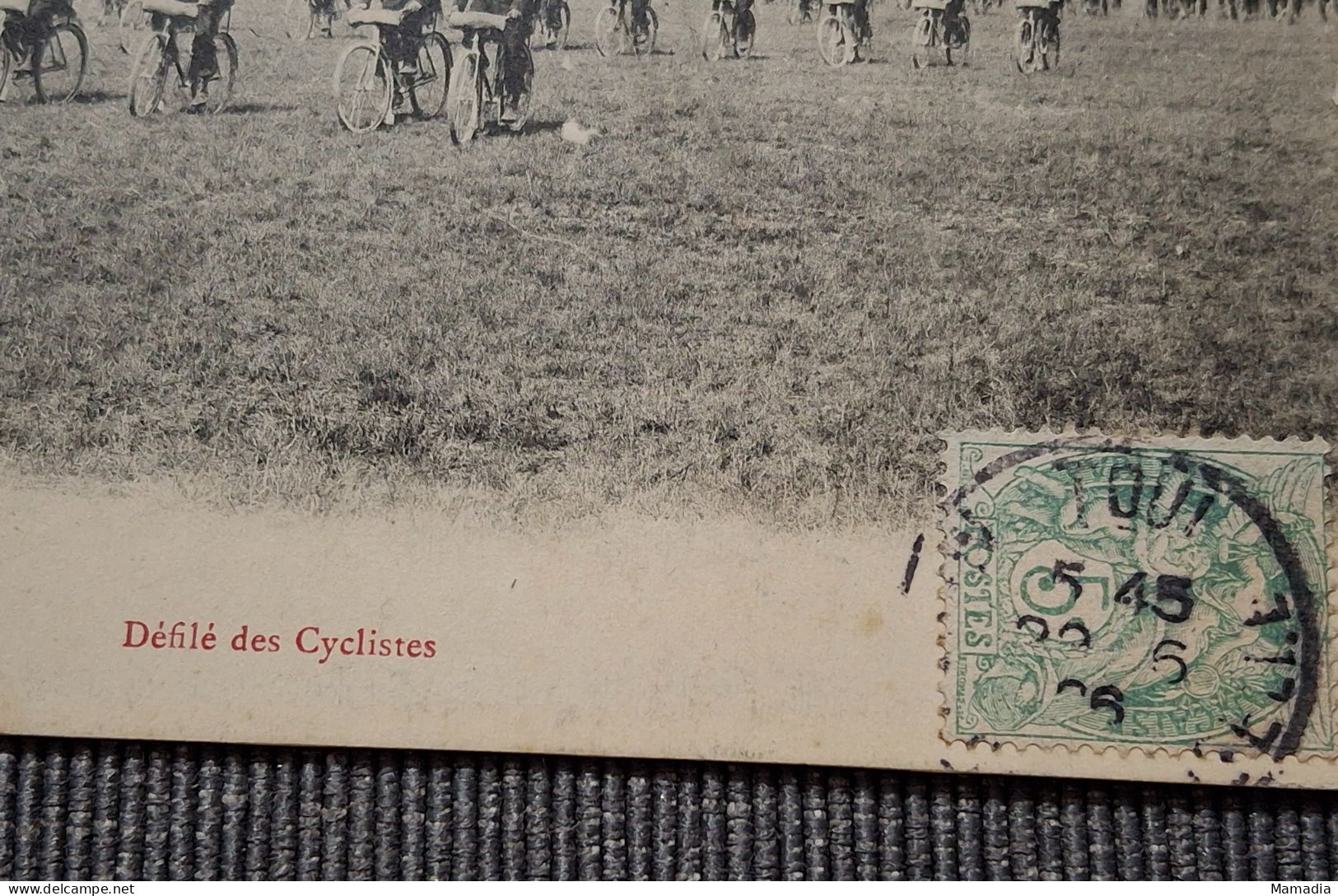 CARTE POSTALE ANCIENNE CYCLES VELO ARMEE REVUE 20EME CORPS DEFILE CYCLISTES 1906 - Reggimenti