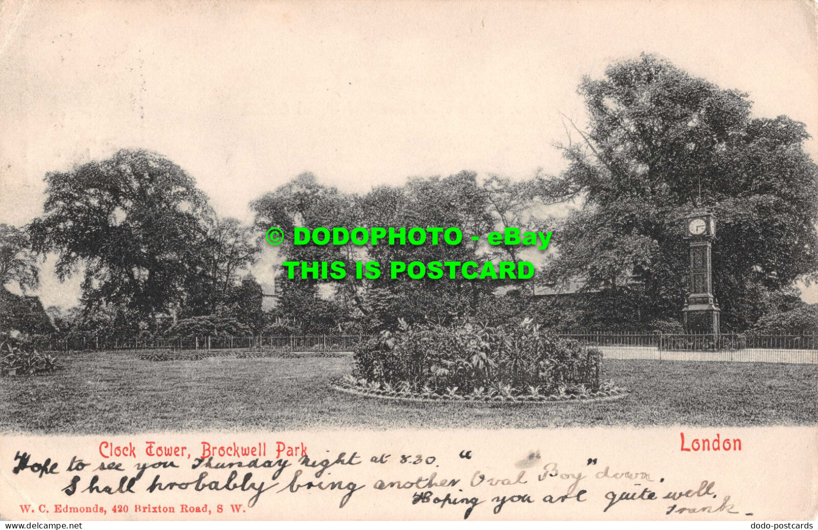 R532378 London. Clock Tower. Brockwell Park. W. C. Edmonds. 1911 - Andere & Zonder Classificatie