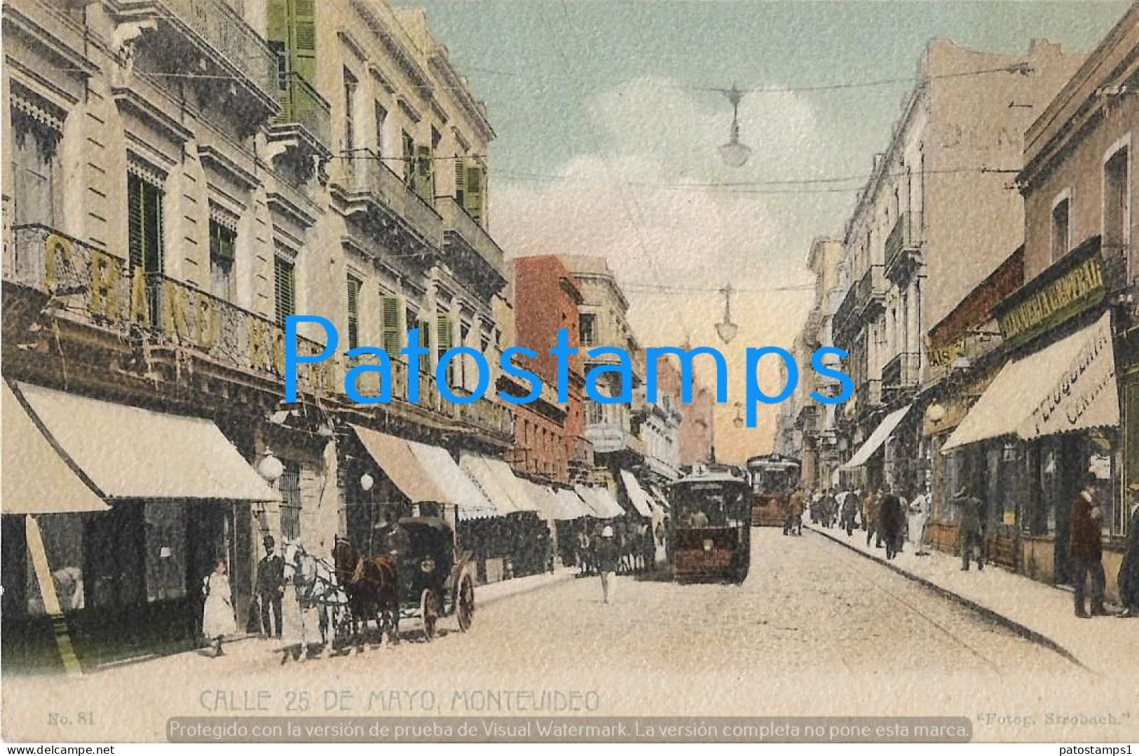 227811 URUGUAY MONTEVIDEO STREET CALLE 25 DE MAYO TRANVIA TRAMWAY POSTAL POSTCARD - Uruguay