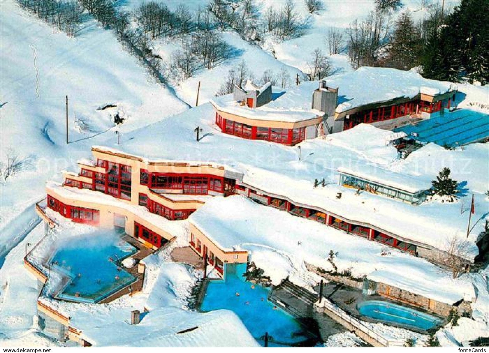 12785998 Leukerbad Thermal Badecenter Im Winter Fliegeraufnahme Leukerbad - Sonstige & Ohne Zuordnung