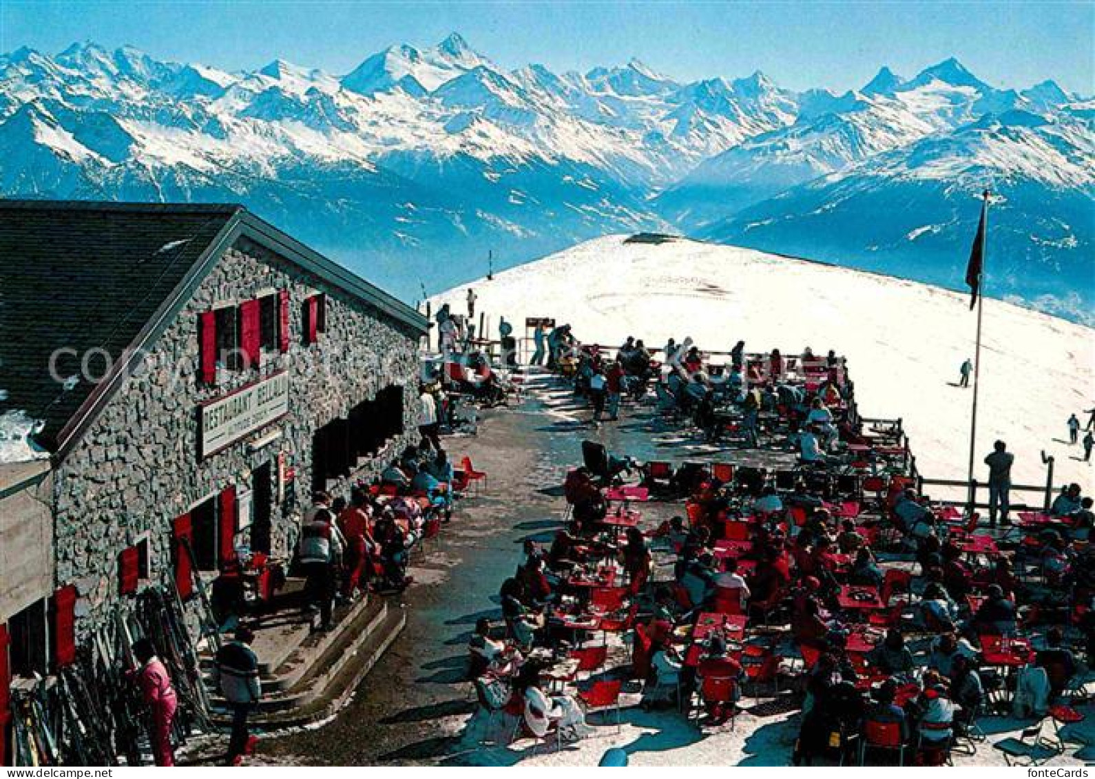 12785978 Crans-Montana Berghaus Restaurant Bellalui Sonnenterrasse Alpenpanorama - Sonstige & Ohne Zuordnung