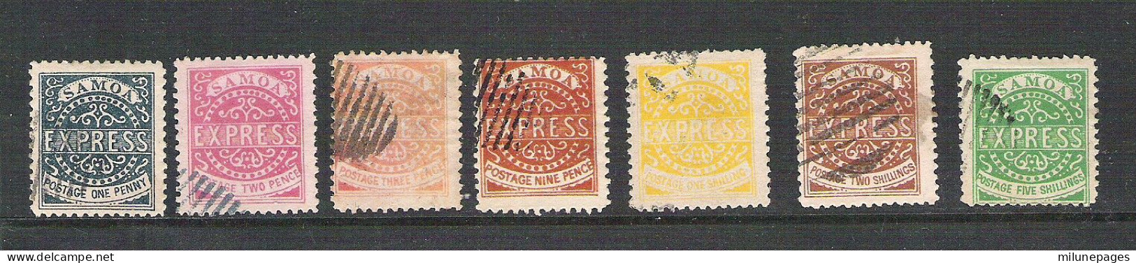 Samoa Lot Set Of 7 Valeurs Réimpression Reprint Samoa Express Dont 2p. Rosé Oblitéré - Samoa