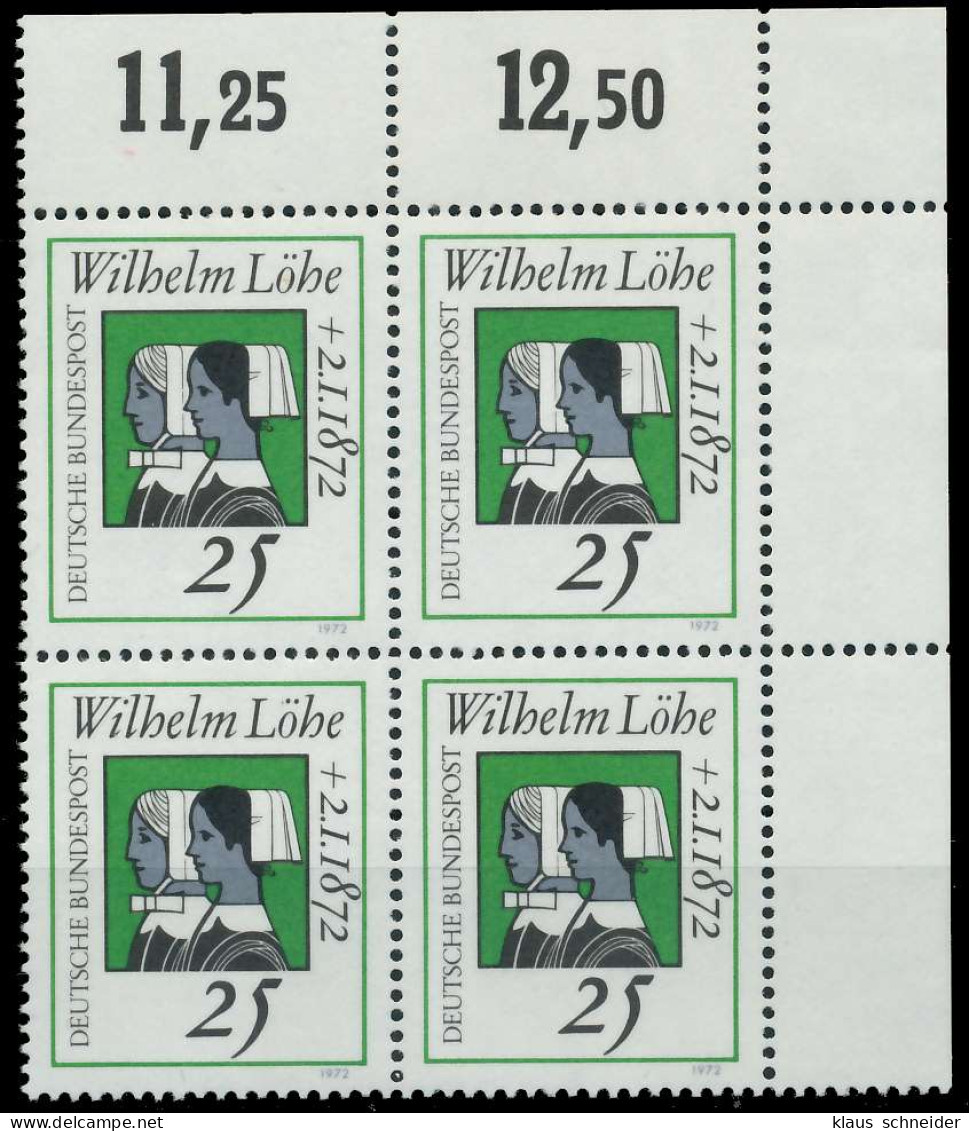 BRD BUND 1972 Nr 710 Postfrisch VIERERBLOCK ECKE-ORE X5FA832 - Unused Stamps