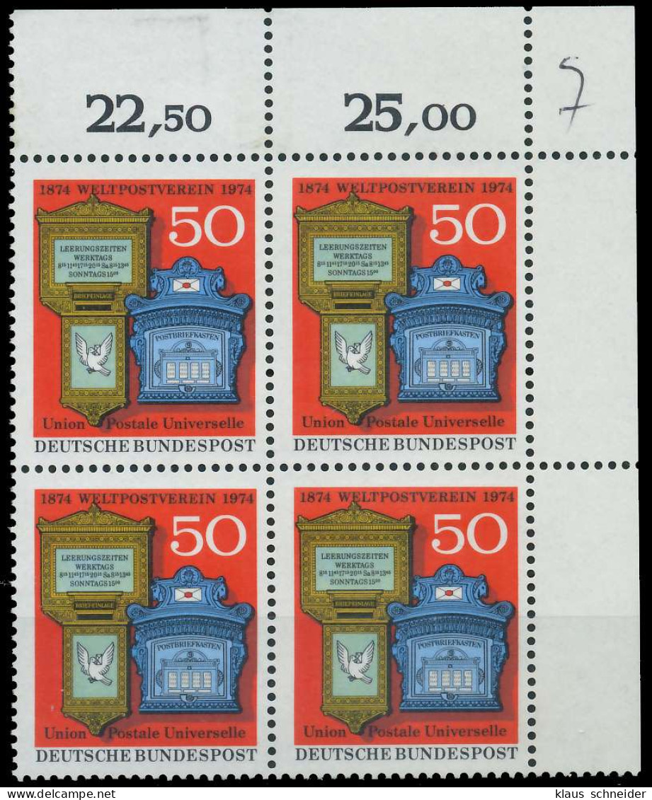 BRD BUND 1974 Nr 825 Postfrisch VIERERBLOCK ECKE-ORE X5FAA3E - Ungebraucht