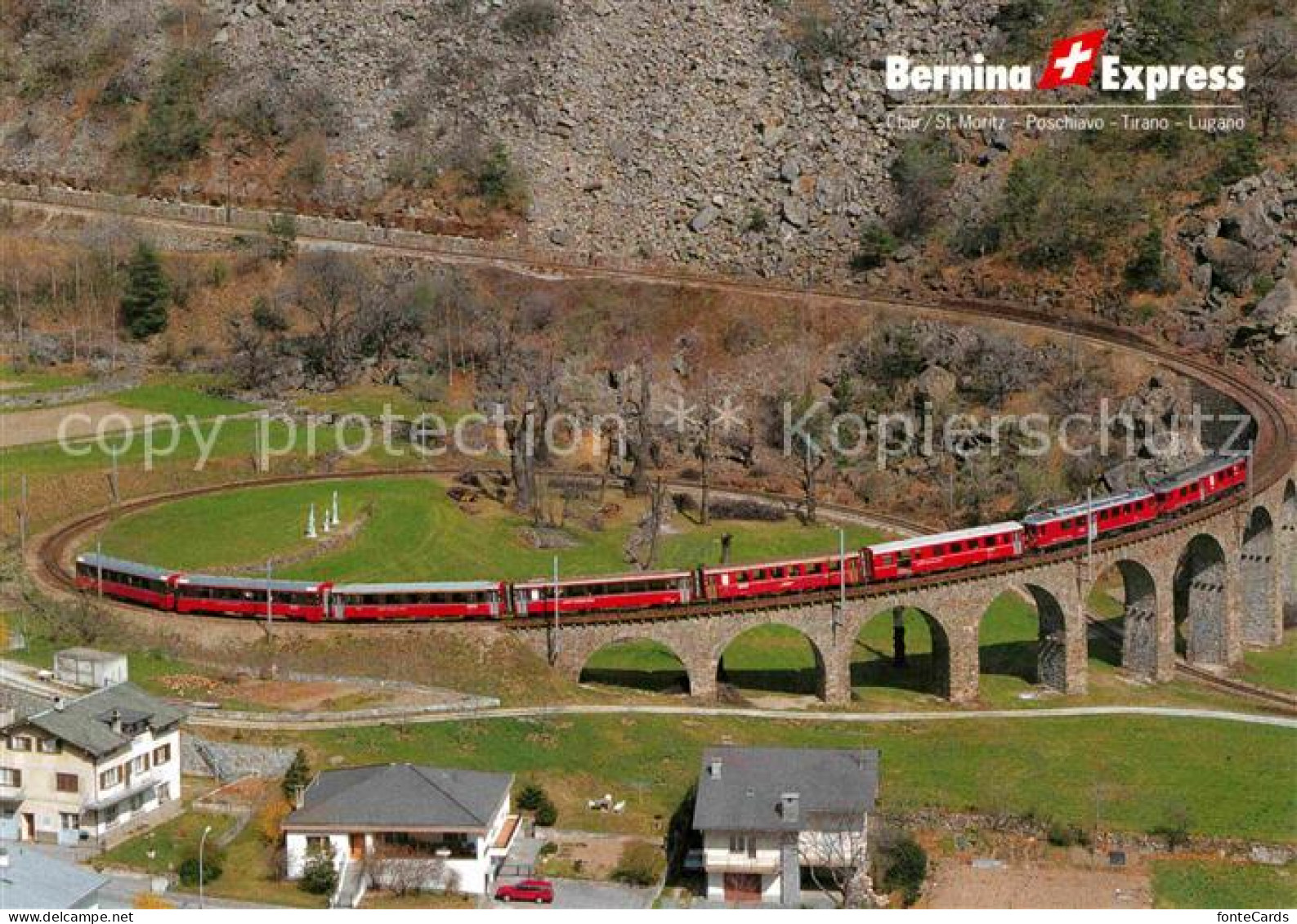 12783191 Rhaetische Bahn Bernina-Express Kehrviadukt Brusio Eisenbahn - Sonstige & Ohne Zuordnung