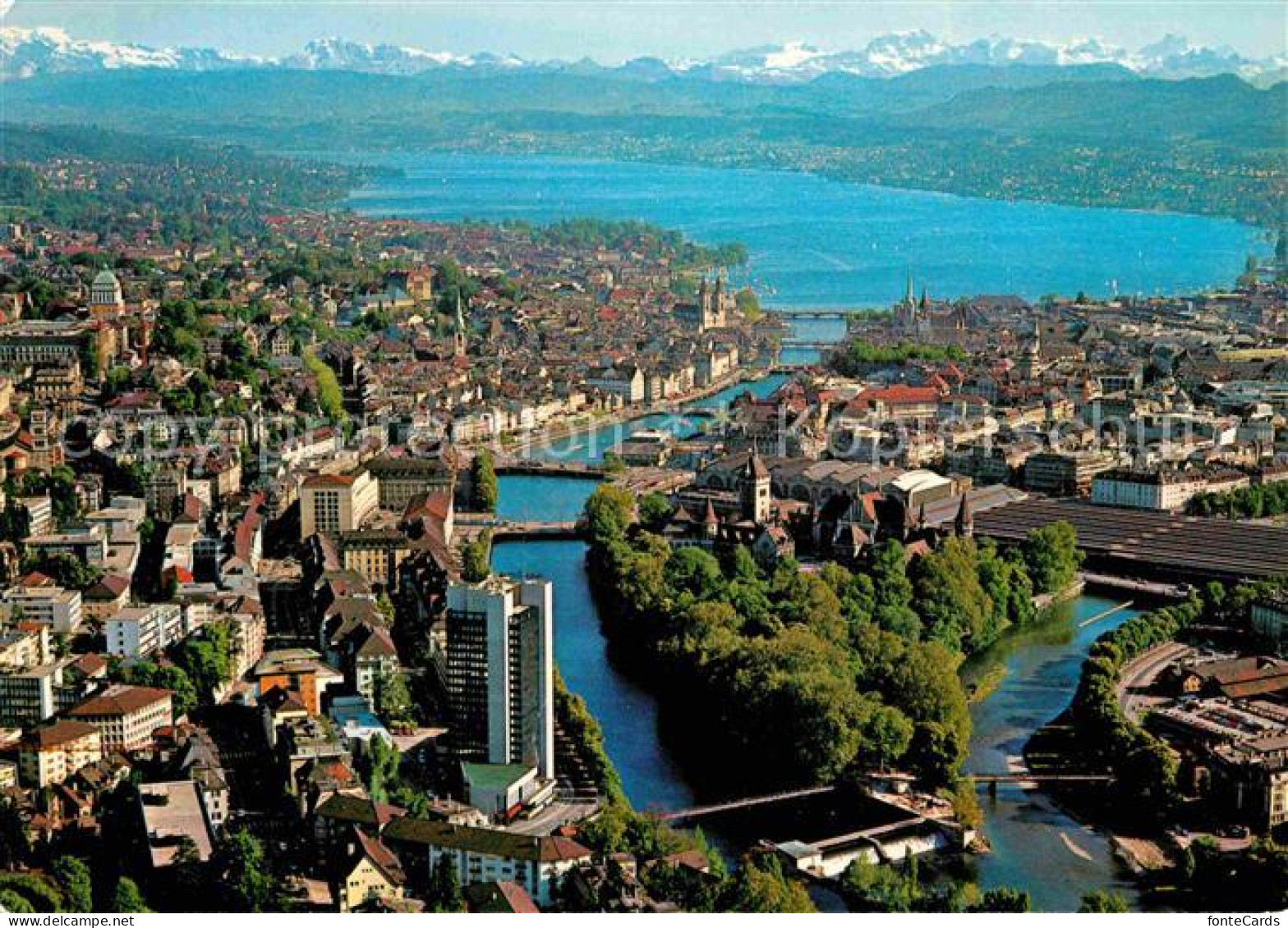 12782754 Zuerich ZH Fliegeraufnahme Mit Limmat Und Alpen Zuerich - Sonstige & Ohne Zuordnung