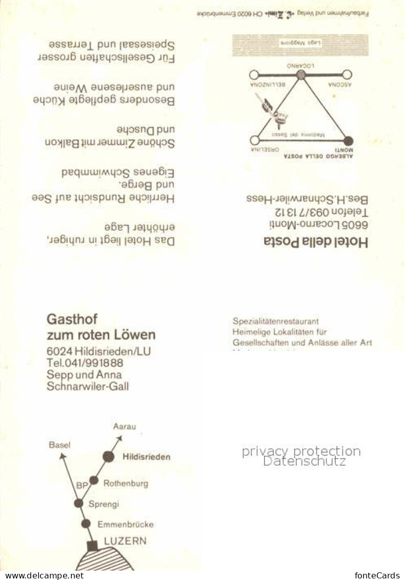 12781898 Hildisrieden Gasthof Zum Roten Loewen Monti Hotel Della Posta Schweizer - Altri & Non Classificati