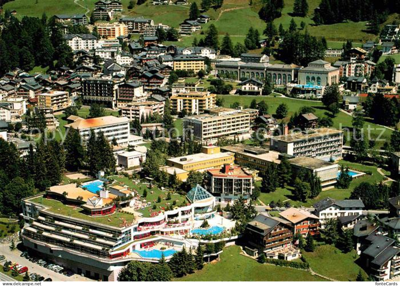 12781138 Leukerbad Kurhaeuser Hotels Thermalbad Fliegeraufnahme Leukerbad - Sonstige & Ohne Zuordnung