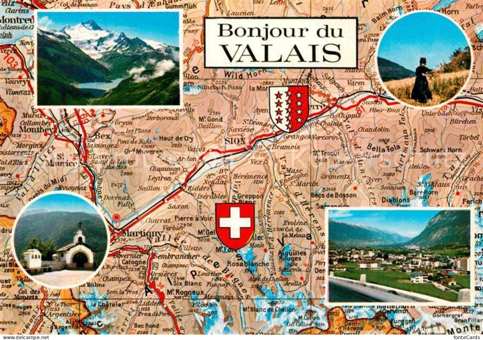 12781133 Leuk VS Le Valais Pays Des Vacances Landkarte Wallis Leuk VS - Autres & Non Classés