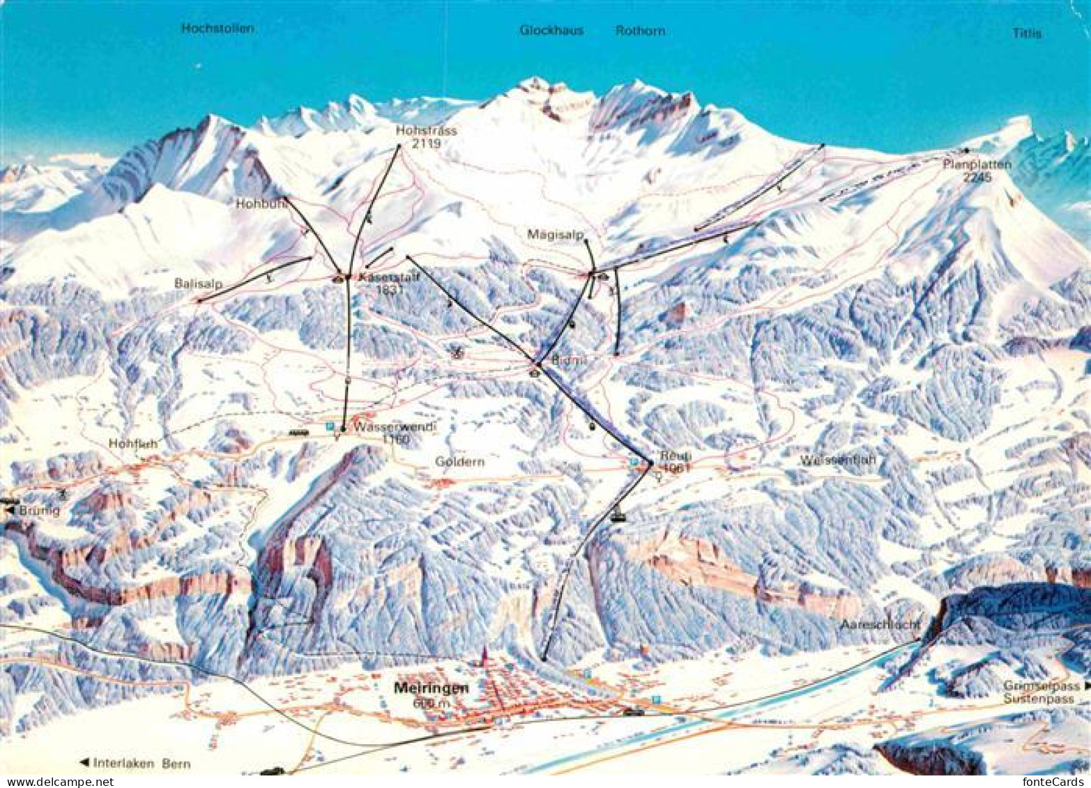 12781114 Meiringen Hasliberg Uebersichtskarte Skigebiet Berner Alpen Aus Der Vog - Autres & Non Classés