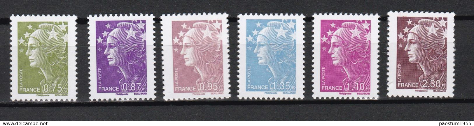 Série COMPLETE 6 Timbres Gommés Neuf** 2010 MNH Marianne De BEAUJARD 4473-4478 - 2008-2013 Marianne (Beaujard)