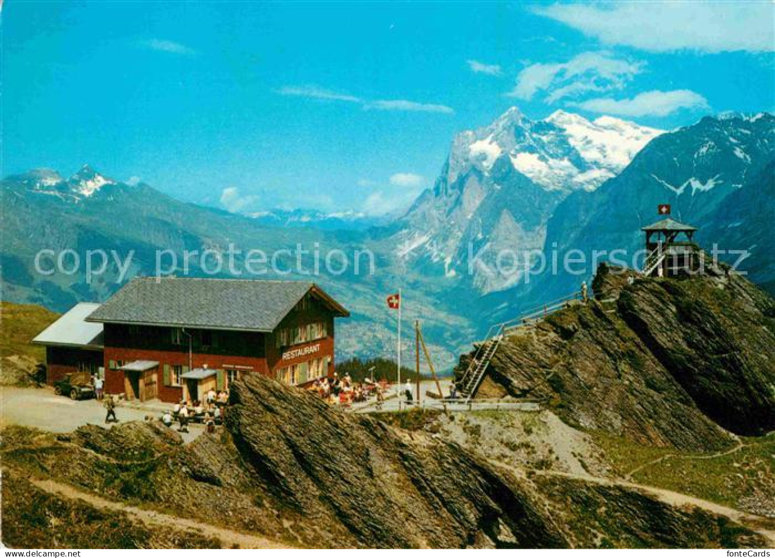 12780203 Kleine Scheidegg Interlaken Restaurant Grindelwaldblick Mit Wetterhorn  - Autres & Non Classés