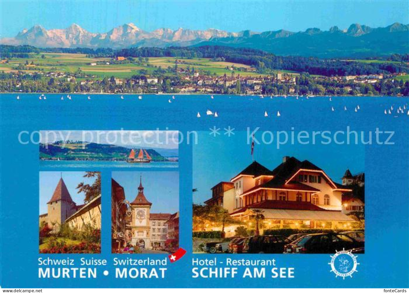 12778758 Murten Morat Hotel Schiff Am See Hafenpromenade Alpenpanorama Murten - Sonstige & Ohne Zuordnung