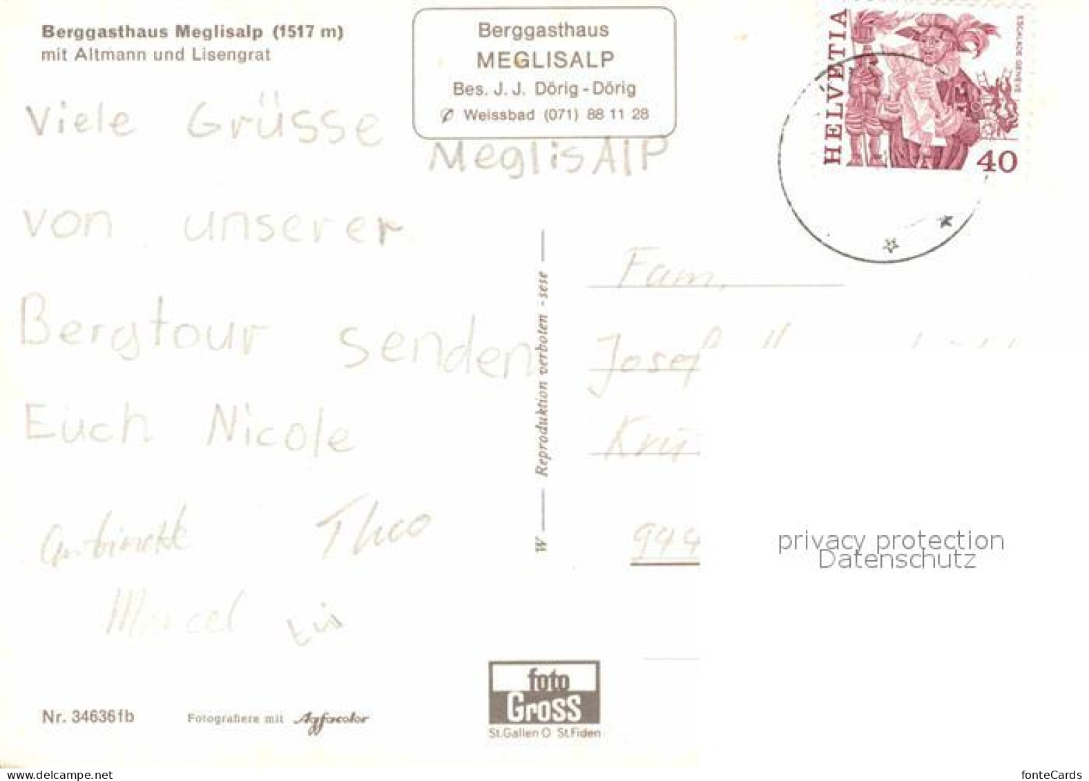 12778752 Appenzell IR Berggasthaus Meglisalp Mit Altmann Und Lisengrat Appenzell - Autres & Non Classés