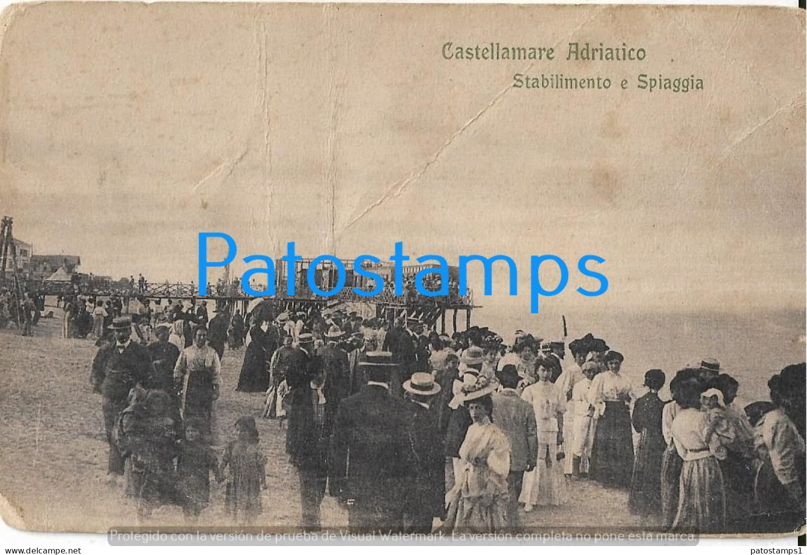 227820 ITALY CASTELLAMARE ADRIATICO ESTABLISHMENT & BEACH BREAK POSTAL POSTCARD - Other & Unclassified