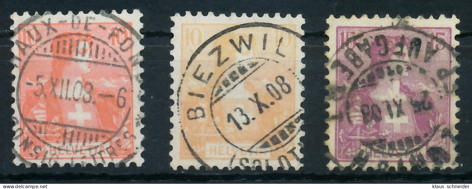 SCHWEIZ 1907 Nr 98-100 Zentrisch Gestempelt X6C29F2 - Gebraucht