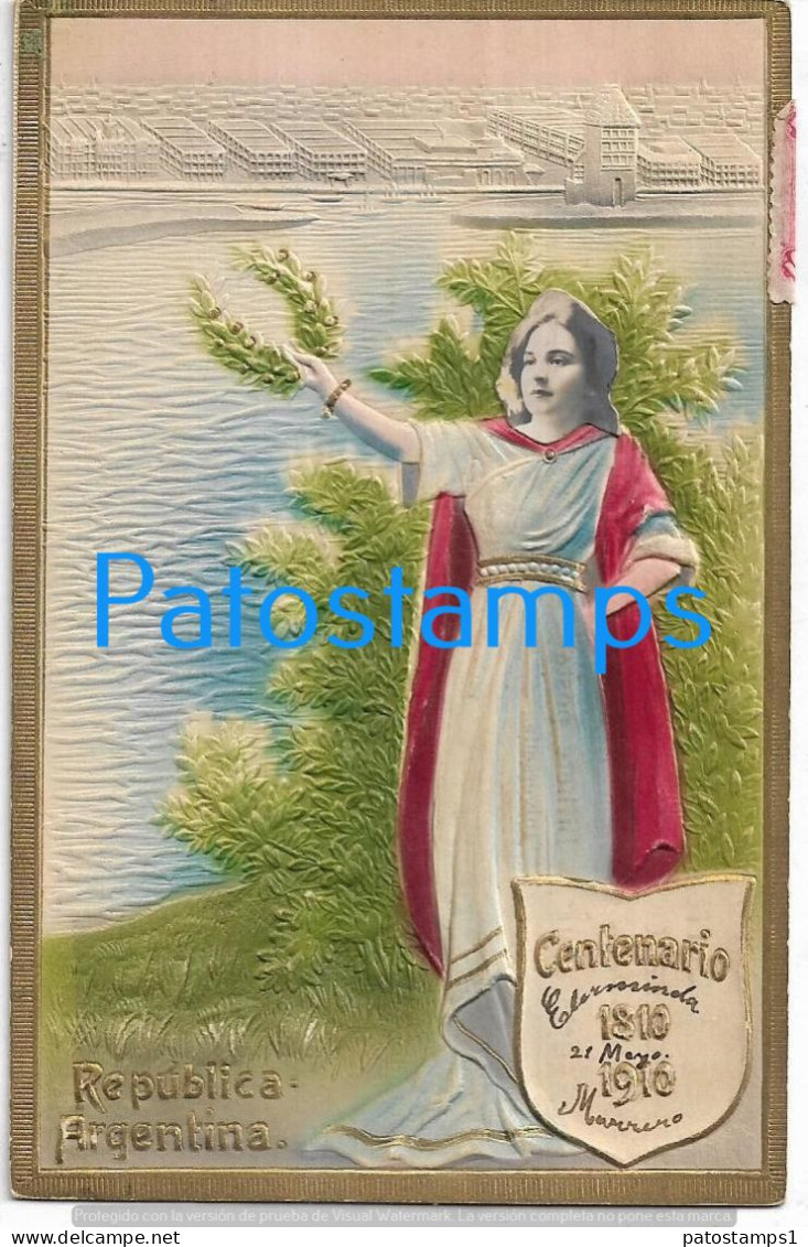 227831 ARGENTINA ART ARTE EMBOSSED CENTENARY PATRIOTIC HERALDRY  POSTAL POSTCARD - Argentina