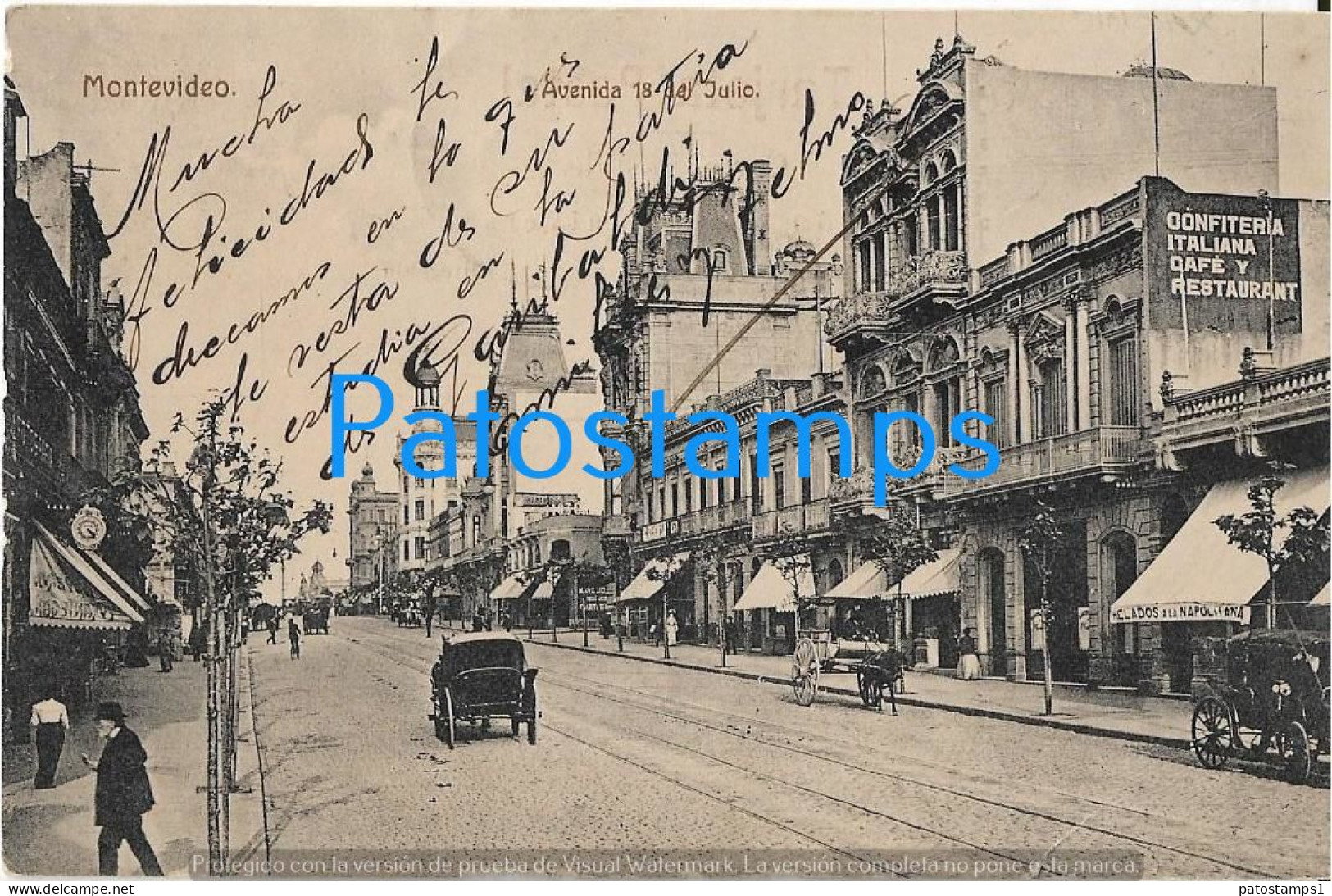 227835 URUGUAY MONTEVIDEO AVENIDA 18 DE JULIO POSTAL POSTCARD - Uruguay