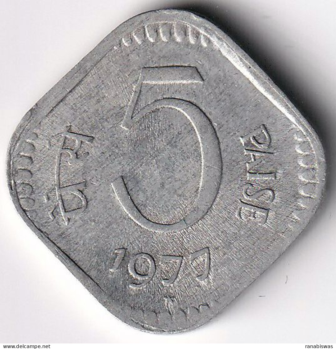 INDIA COIN LOT 362, 5 PAISE 1977, HYDERABAD MINT, AUNC - Inde