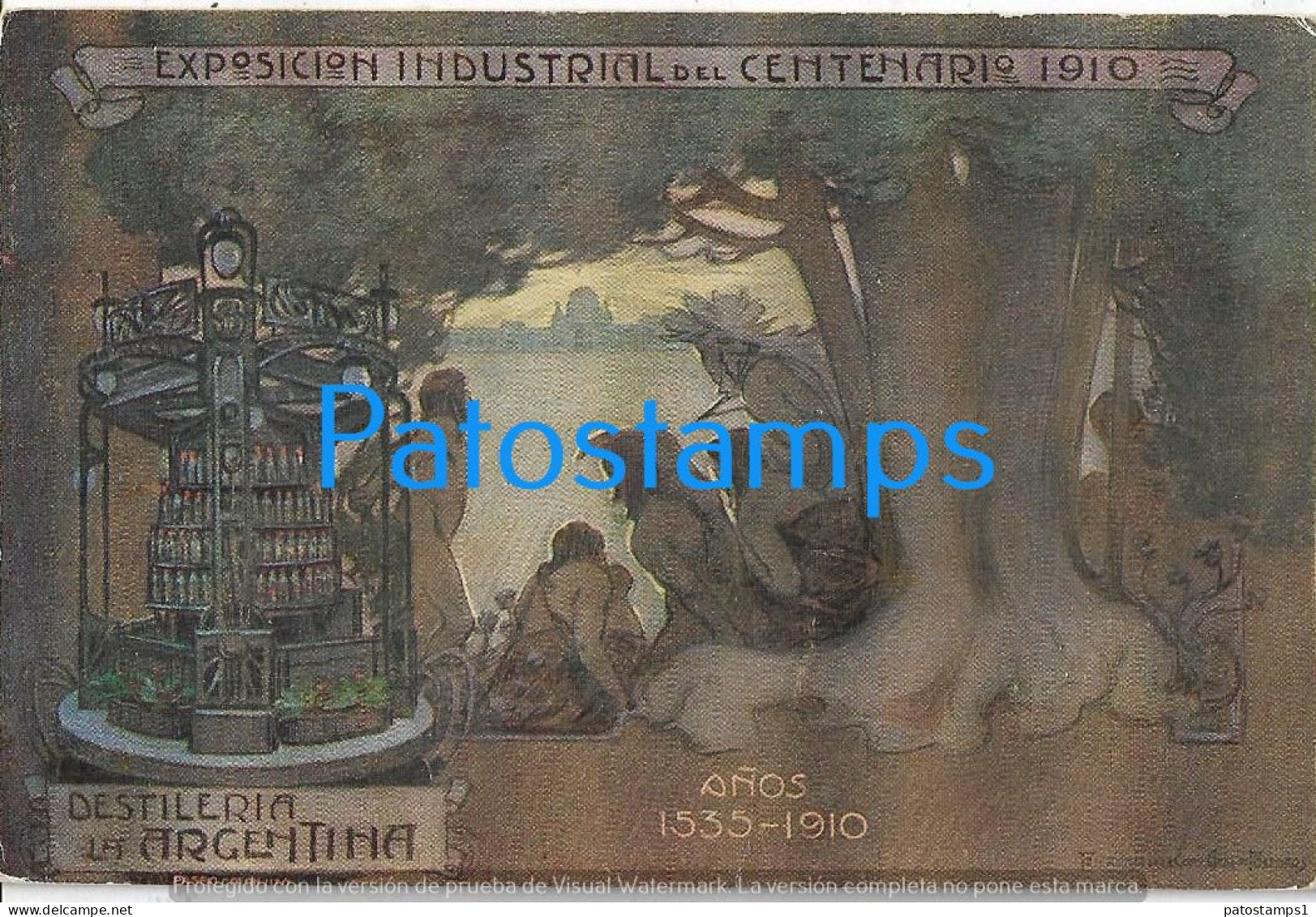 227837 ARGENTINA ART EXPOSICION INDUSTRIAL DEL CENTENARIO 1910 DESTILERIA POSTAL POSTCARD - Argentinië