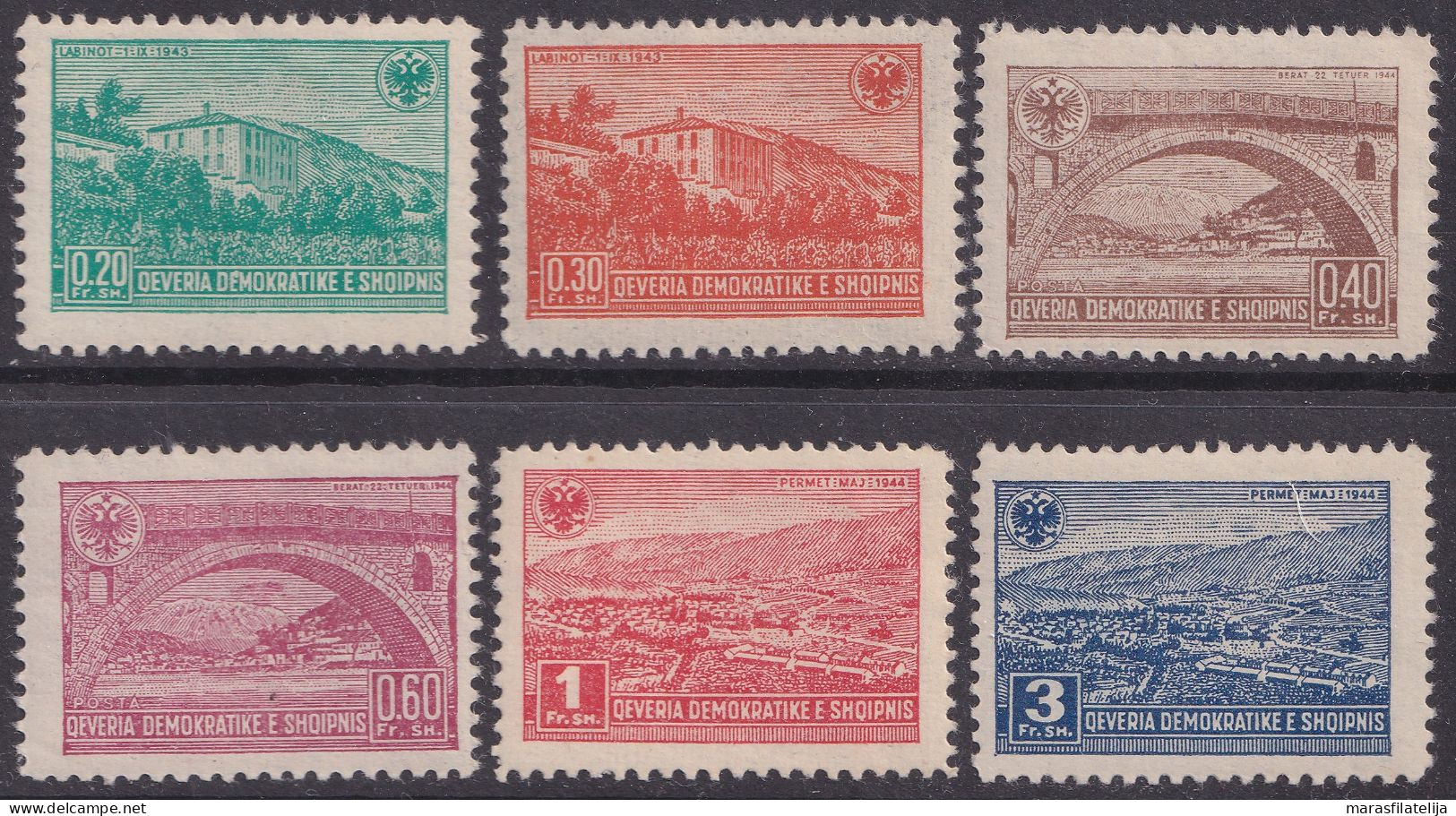 Albania, 1945, Landscapes, Bridge, Definitive Set - Albanie