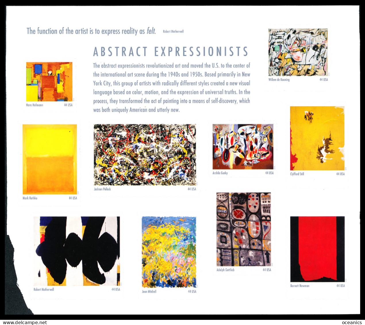 Etats-Unis / United States (Scott No.4444 - ABSTRACT EXPRESSIONISTS) [**] Sheet - Unused Stamps