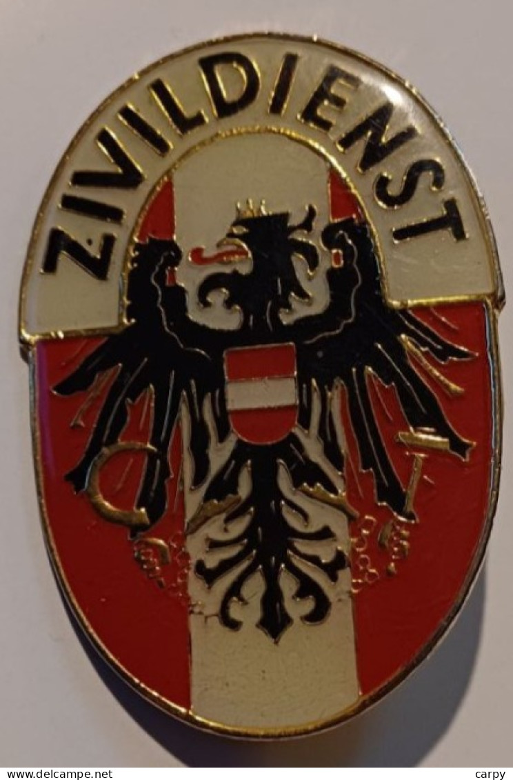 AUSTRIA "Zivildienst / Work For The Benefit Of The Community" Superb Brass Enamel Numbered Badge/ Huge: 4 X 6,50 Cm 30 G - Amministrazioni