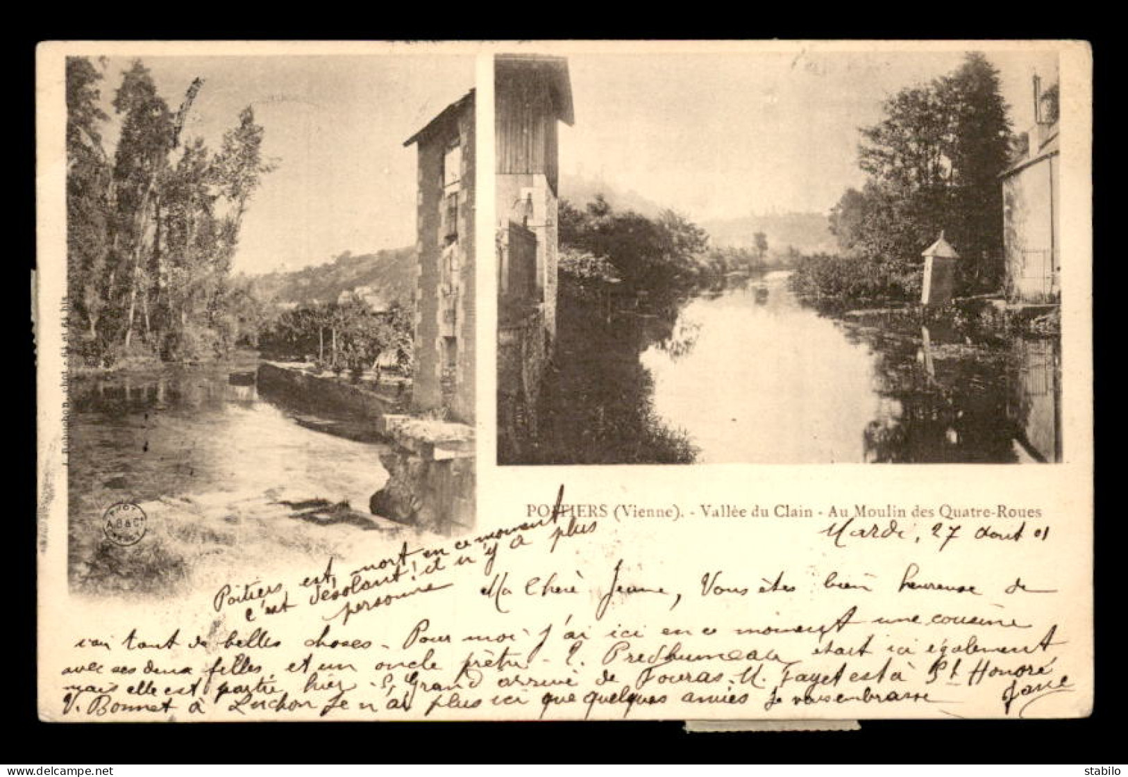 86 - POITIERS - VALLEE DU CLAIN - AU MOULIN DES QUATRE ROUES - VOIR ETAT - Poitiers