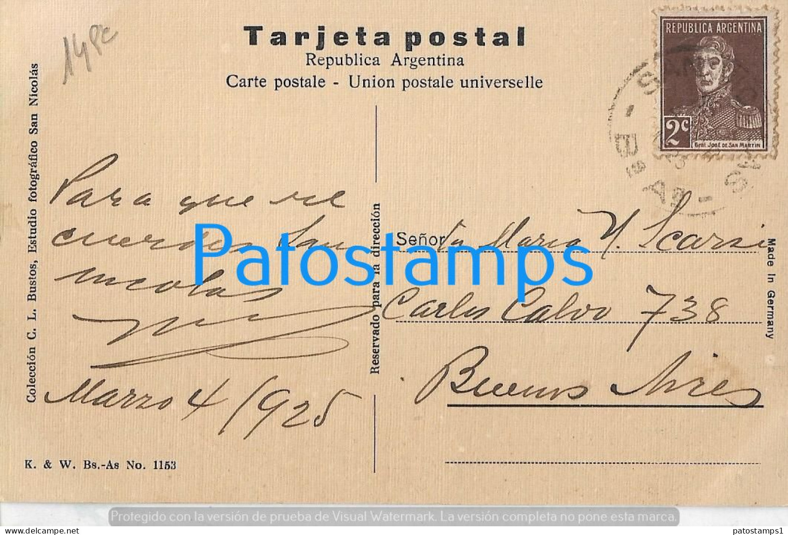 227847 ARGENTINA BUENOS AIRES SAN NICOLAS STREET CALLE NACION POSTAL POSTCARD - Argentinien