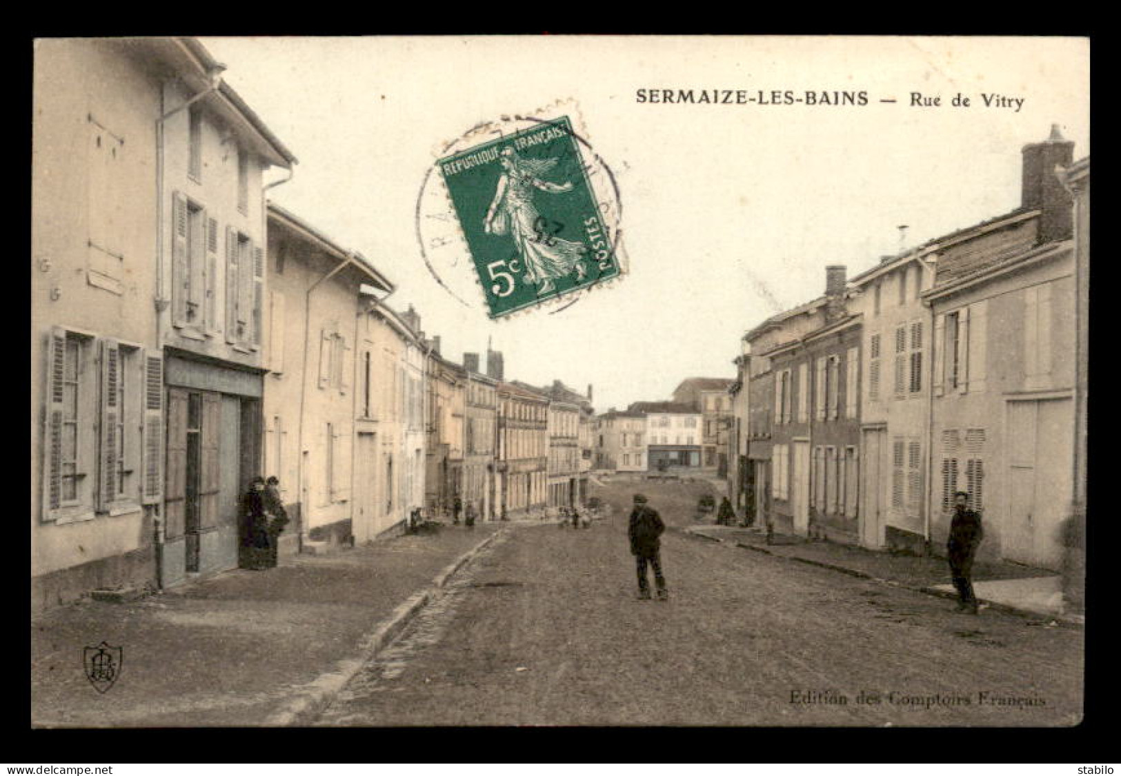 51 - SERMAIZE-LES-BAINS - RUE DE VITRY - EDITION DES COMPTOIRS FRANCAIS - CARTE COLORISEE - Sermaize-les-Bains