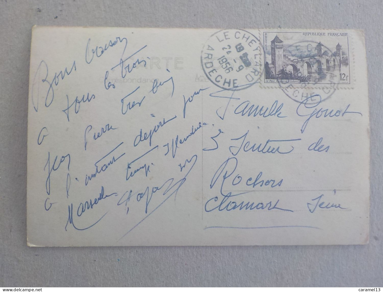 CPSM -  AU PLUS RAPIDE - LE CHAMBON SUR LIGNON -VUE GENERALE -   VOYAGEE TIMBREE 1956  - FORMAT CPA - Le Chambon-sur-Lignon