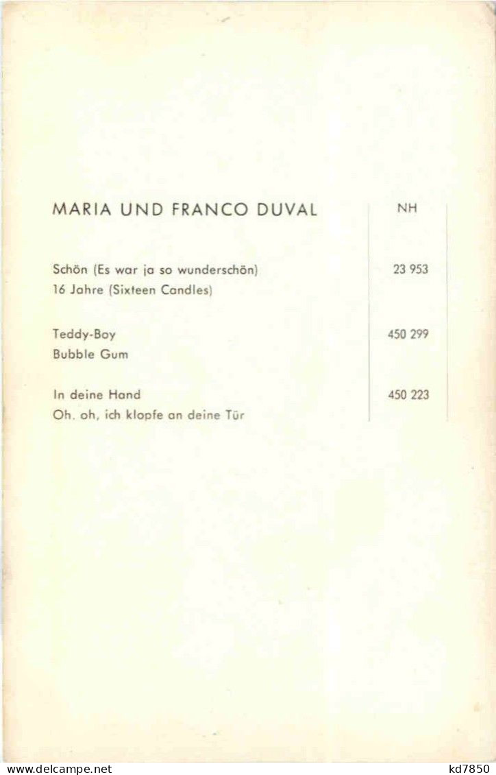 Maria Und Franco Duval Mit Autogramm - Musik Und Musikanten