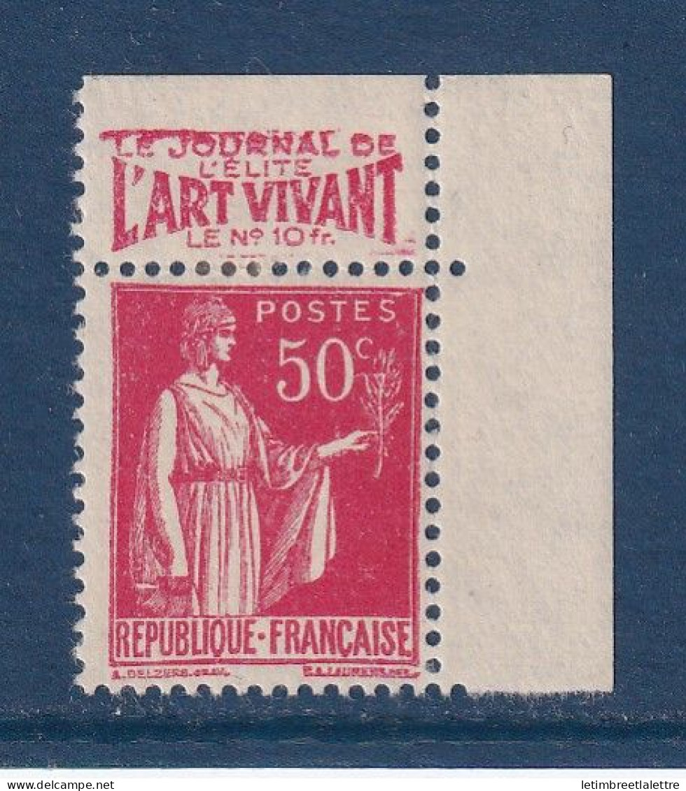 France - YT N° 283 * - Neuf Avec Charnière - PUB - Publicité Le Journal De L'Art Vivant - 1932 à 1933 - Unused Stamps