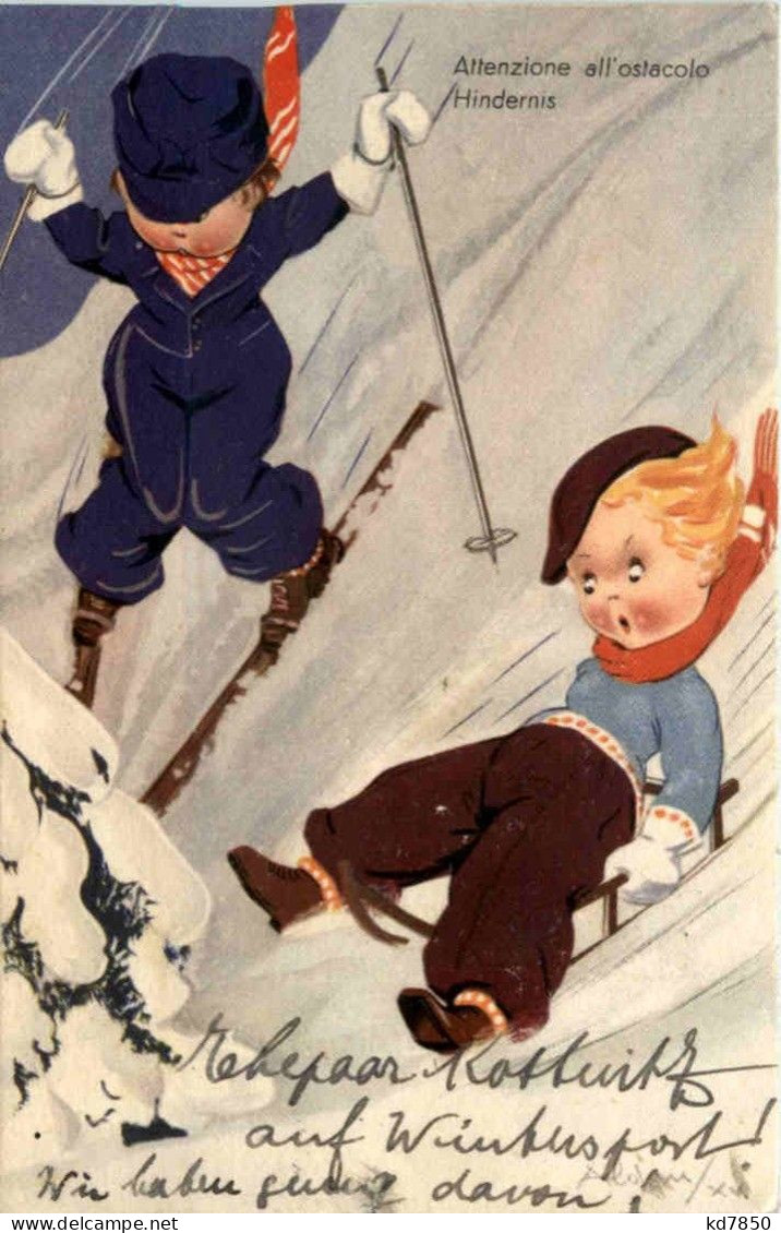 Kinder Beim Skifahren - Autres & Non Classés