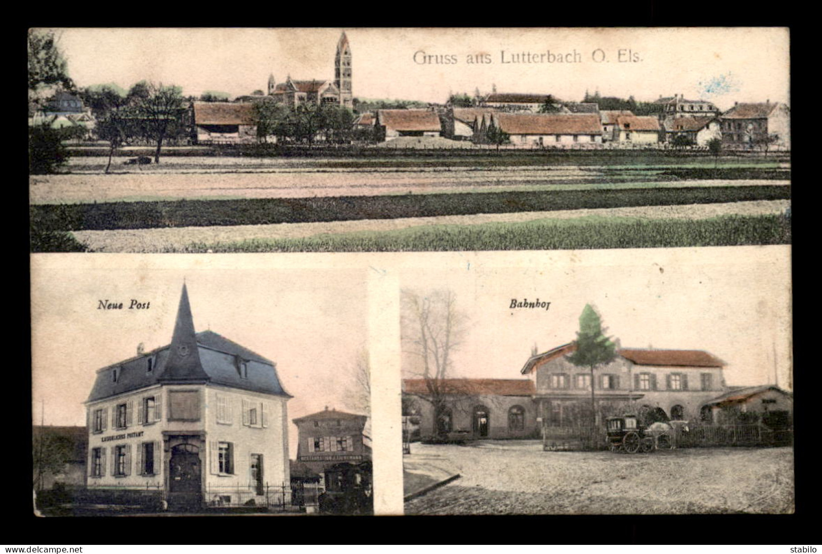 68 - LUTTERBACH - GRUSS AUS - NEUE POST - BAHNHOF - CARTE COLORISEE - Autres & Non Classés