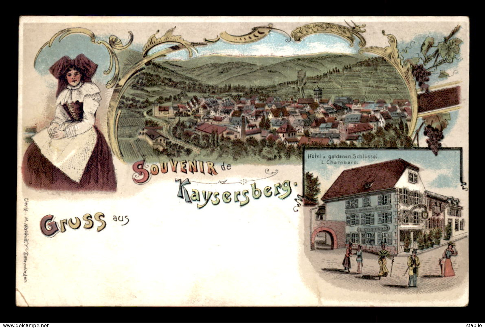 68 - KAYSERSBERG - CARTE LITHOGRAPHIQUE GRUSS - Kaysersberg