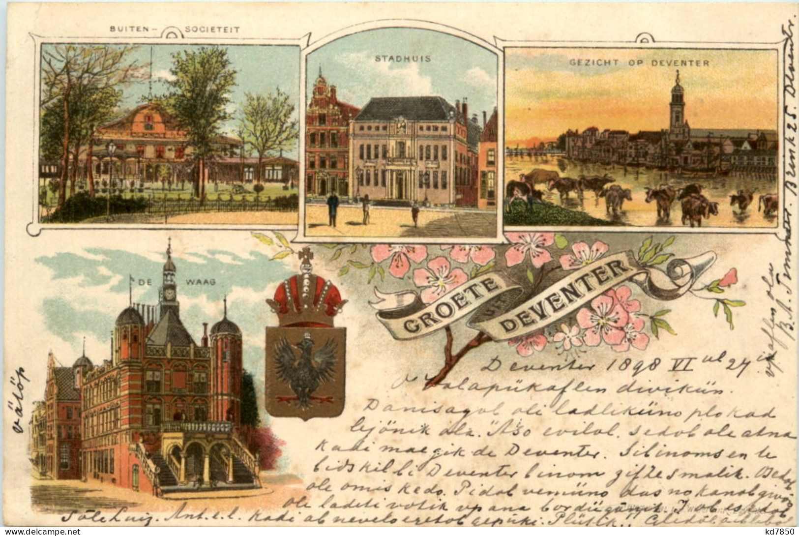 Groete Deventer - Litho 1898 - Deventer