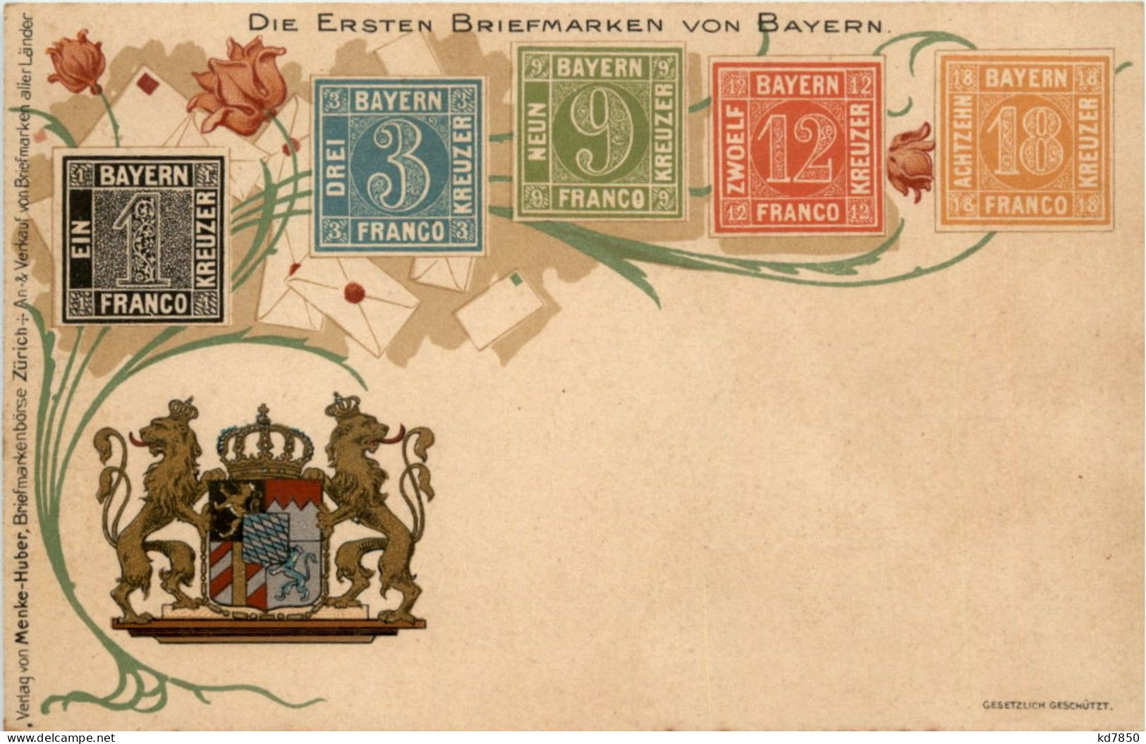 Die Ersten Briefmarken Von Bayern - Litho - Timbres (représentations)