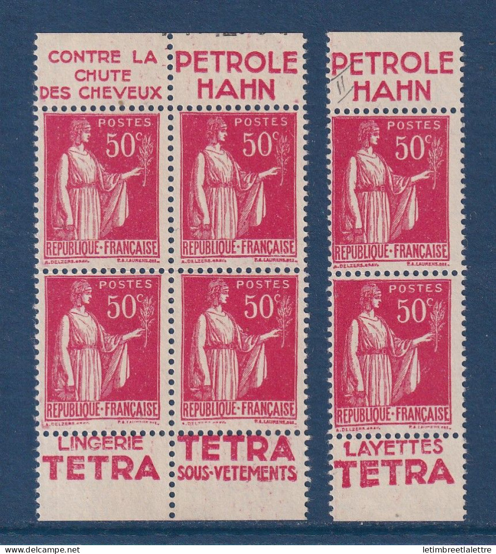 France - YT N° 283 (*) - Neuf Sans Gomme - Type 1 Et 2 - PUB - Publicité Pétrole Hahn - Tetra - 1932 à 1933 - Unused Stamps