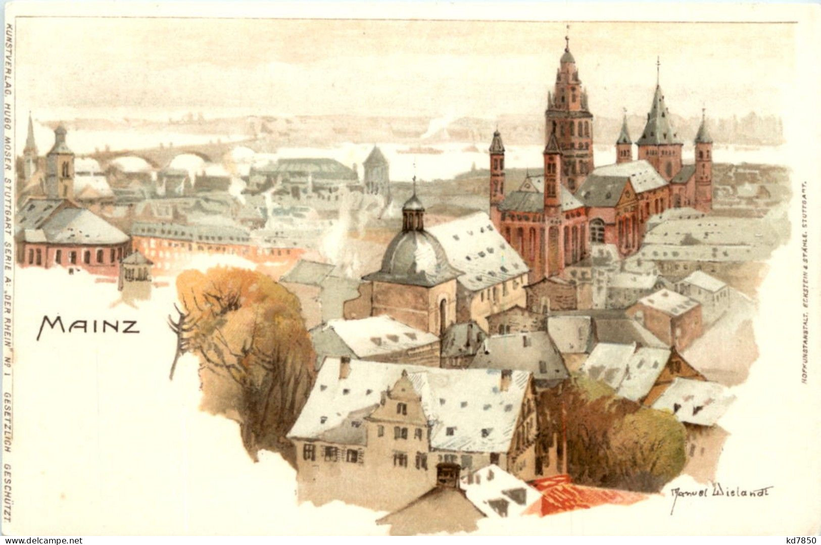 Mainz - Litho Künstlerkarte Wielandt - Mainz