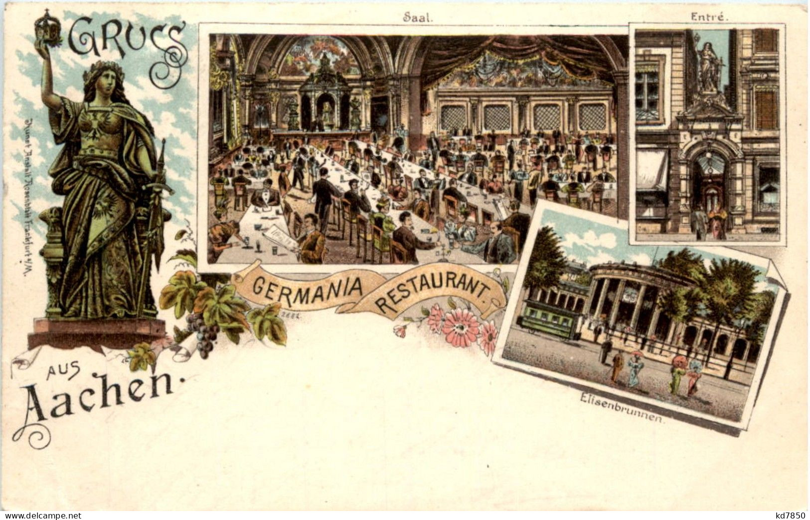 Gruss Aus Aachen - Germania Restaurant - Litho - Aachen