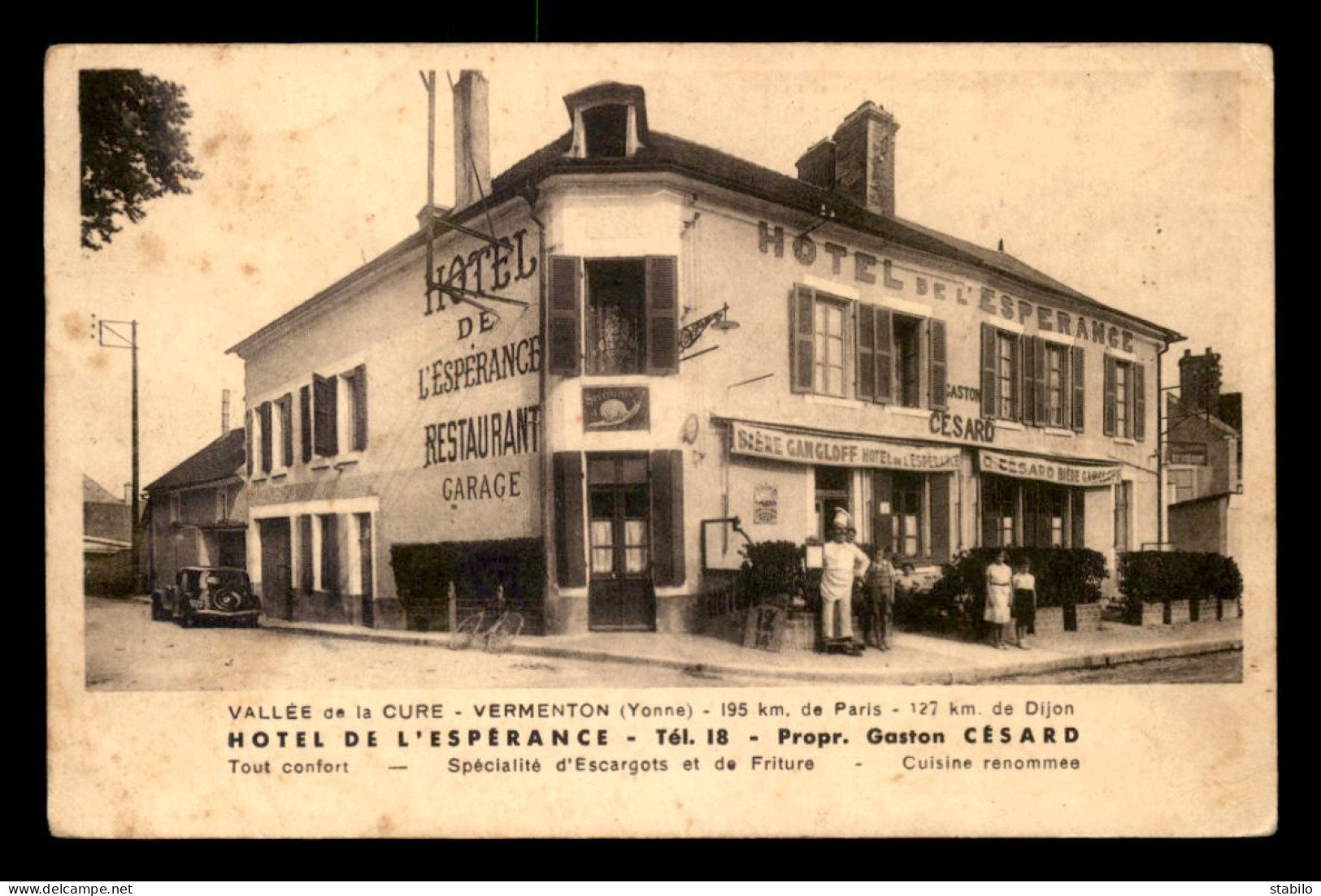 89 - VERMENTON - HOTEL DE L'ESPERANCE - GASTON CESARD PROPRIETAIRE - Vermenton