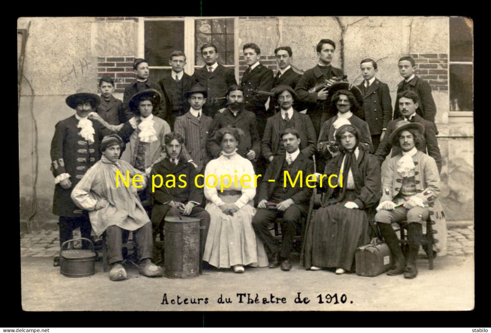 89 - SENS -  LES ACTEURS DU THEATRE DE 1910 - CARTE PHOTO ORIGINALE - Sens