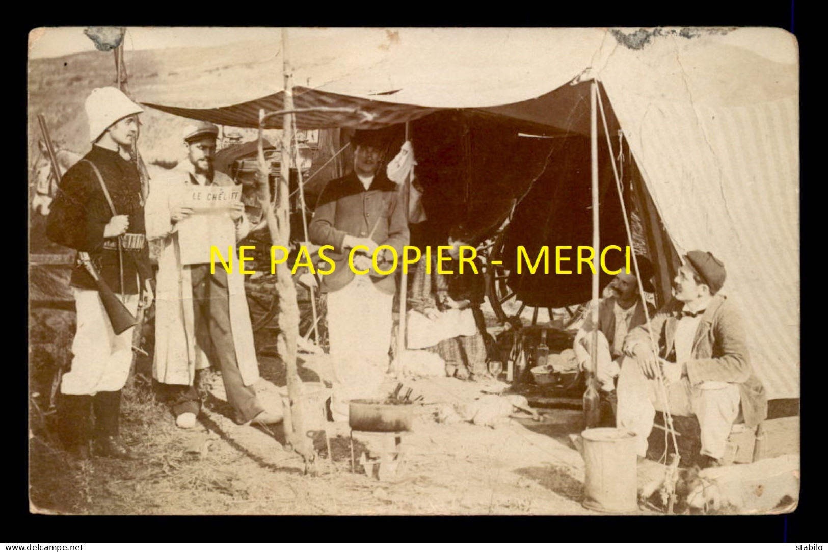 ALGERIE - MOSTAGANEM - PARTIE DE CAMPAGNE A L'EMBOUCHURE DU CHELIFF - CARTE PHOTO ORIGINALE - VOIR ETAT - Mostaganem