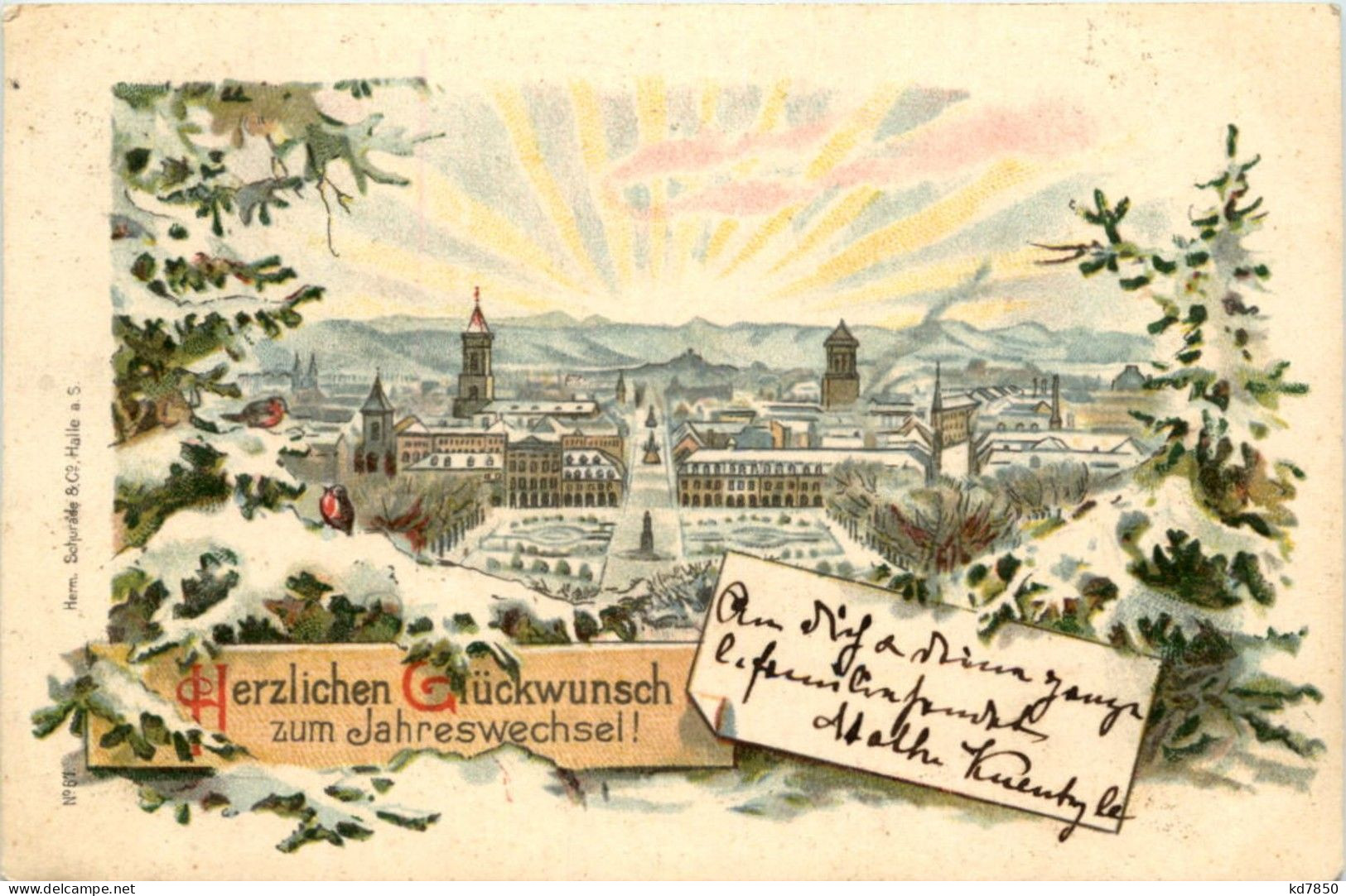 Karlsruhe - Herzlichen Glückwunsch Zum Jahreswechsel - Litho - Karlsruhe