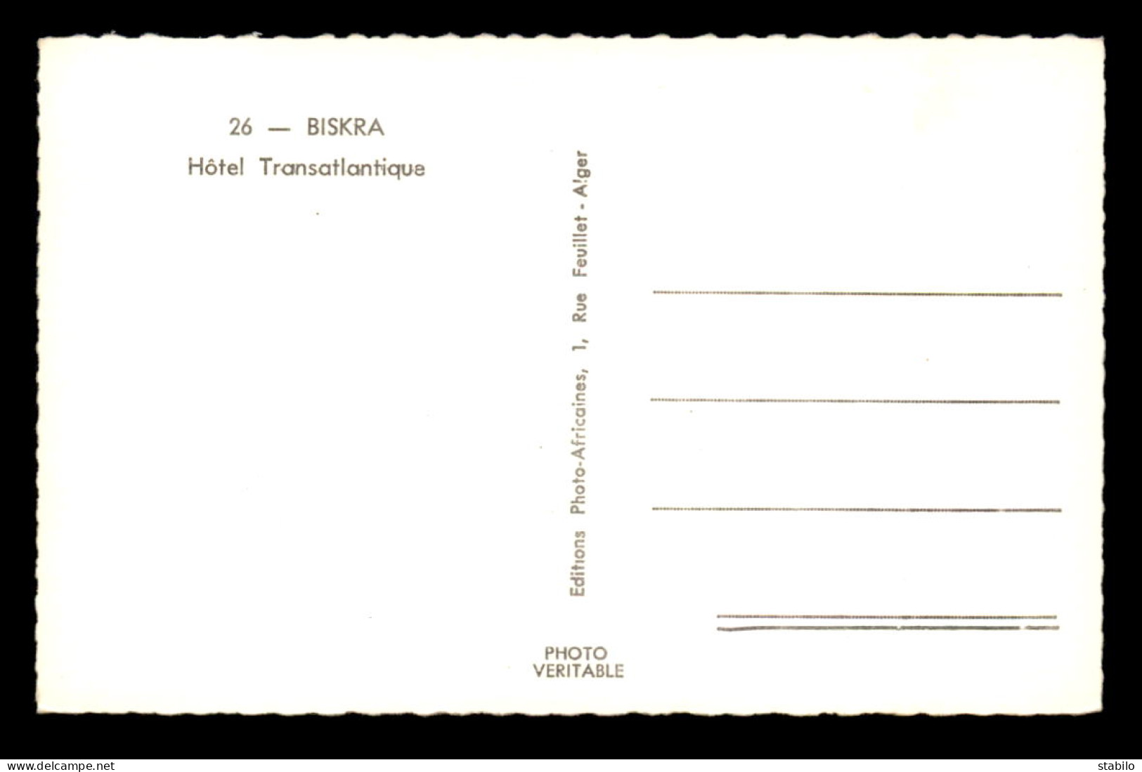 ALGERIE - BISKRA - HOTEL TRANSATLANTIQUE - Biskra
