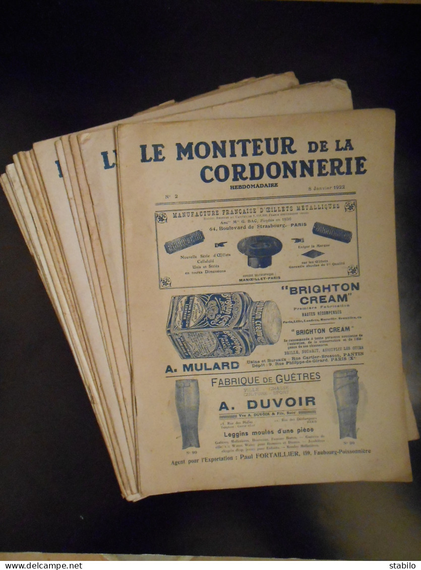 LE MONITEUR DE LA CORDONNERIE 19 NUMEROS - LA CHAUSSURE MODERNE N°189 - MAGASIN DE CHAUSSURES 5 NUMEROS - Autres & Non Classés